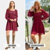 EXLURA Women's 2025 Summer Long Sleeve Party Swiss Dot Dress Smocked Ruffle Cocktail Mini Dresses - 2 of 4