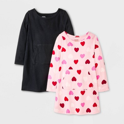Toddler Girls' 2pk Adaptive Valentine's Day Long Sleeve Dress - Cat & Jack™ Light Pink/Black