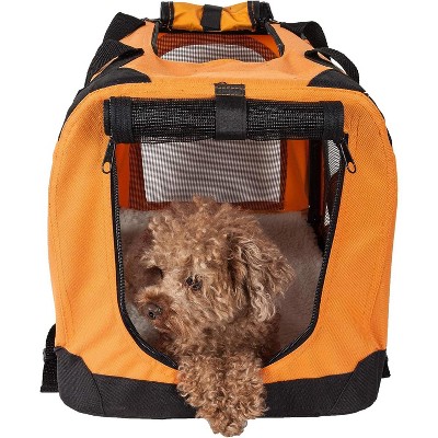 Large Orange Nylon Soft-Sided Dog Crate with Mesh Panels