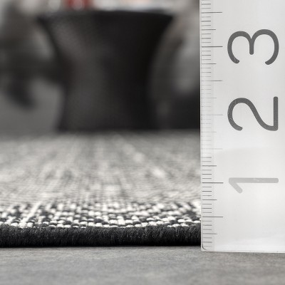 Black Geometric Washable Indoor/Outdoor Area Rug