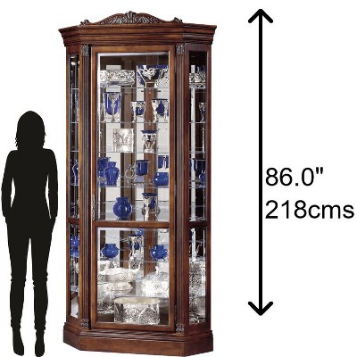 Traditional Embassy Cherry Corner Lighted Curio Cabinet