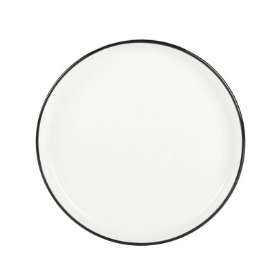 Oslo White Porcelain Dinnerware Set with Black Rim, Service for 4