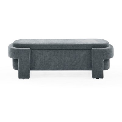 Vynxaria 51.5" Gray Chenille Upholstered Bench - Stylish Ottomans and Benches with Ample Storage