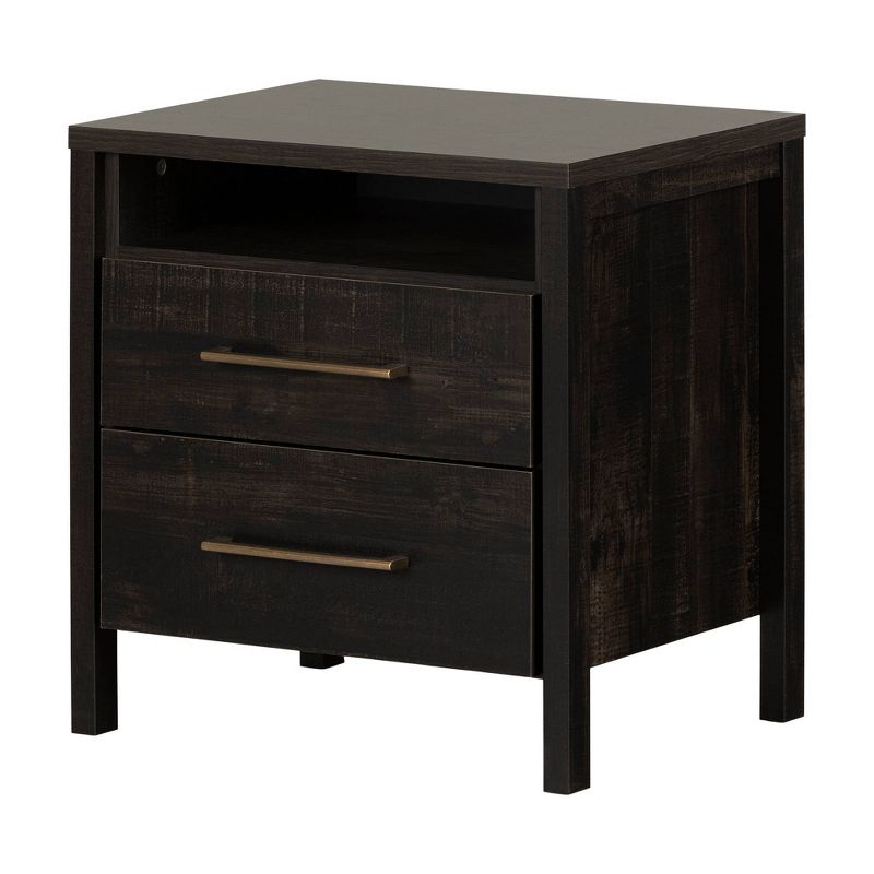 Gravity 2 Drawer Nightstand Rubbed Black - South Shore, 1 of 12