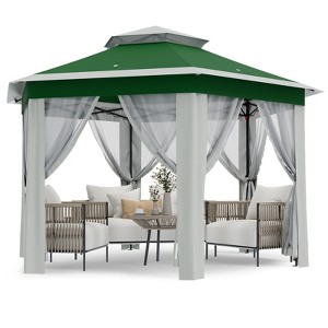13x13 FT Gazebo Tent, Outdoor Canopy Tent with Mosquito Netting, Double-Layer Pop Up Canopy for Backyard & Patio, Weather-Resistant Pergola - 1 of 4