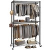 Homdox Heavy Duty Rolling Garment Rack Double Rod with Shelves Portable Clothes Rack Lockable Wheels 450LBS Gray - 2 of 4