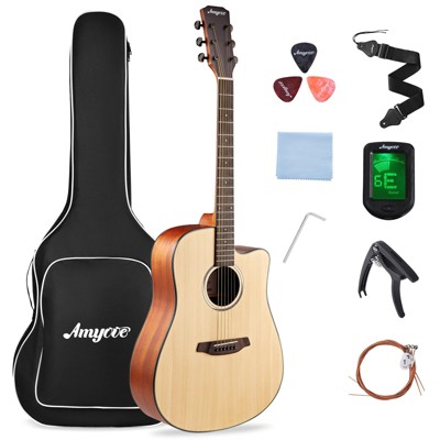 Whizmax 41" Acoustic Guitar for Beginner Adult Teen Full Size Steel Acustica Guitarra with Gig Bag,Tuner, Strap, Strings, Picks, Capos, Cutaway