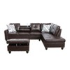 DOMETOUR 3-Piece Sofa Set L Shaped Sofa Brown Faux Leather Synthetic Leather (Sofa+Chaise+Ottoman) - 4 of 4