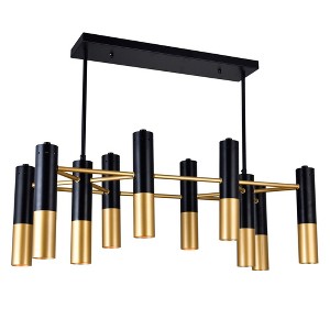 CWI Lighting,Anem 10 Light Down Chandelier With Matte Black & Satin Gold Finish - 1 of 4