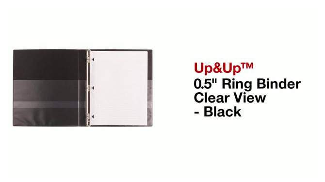 0.5&#34; Ring Binder Clear View Black - up &#38; up&#8482;, 2 of 9, play video