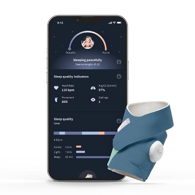Owlet Dream Sock - Smart Baby Monitor with Heart Rate and Average Oxygen O2 as Sleep Quality Indicator - Bedtime Blue