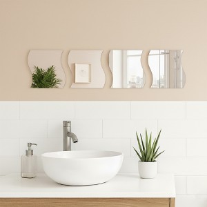 Evideco French Home Goods Set of 4 Small Self-Adhesive Decorative Mirrors – Available in 8 Unique Shapes - 1 of 4