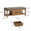 End of Bed Storage Bench, Entryway Bench with Cushion, Shoe Storage and Drawer - 2 of 4
