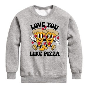 Boys' - Instant Message - Valentine's Day Love You Like Pizza Graphic Long Sleeve Fleece Sweatshirt - 1 of 4