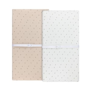 Aurora Fitted Sheet Set - 2 pk - 100% Jersey Knit Cotton - Floral Printed - 1 of 3