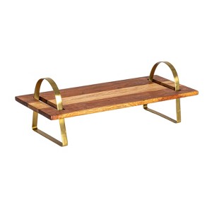 Storied Home Acacia Wood Serving Board on Gold Stand - 1 of 4