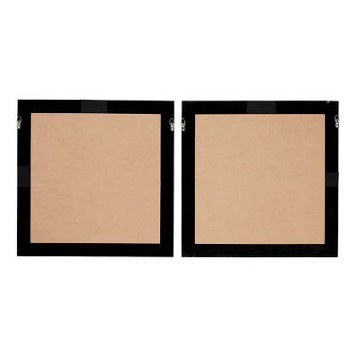 Large Brown Wood and Rattan Shadow Box Wall Art Set