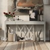 MOEPISY Acacia Veneer Console Table with 4 Spacious Drawers, Modern Crisscross Design Entryway Table with Open Bottom Storage Beige - 2 of 4
