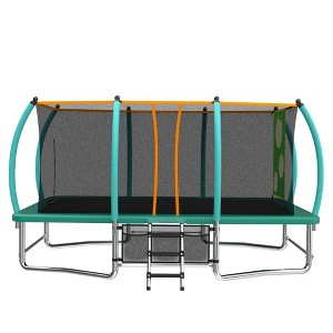 Whisen Outdoor Rectangle Trampoline with Safety Enclosure, 8 Poles, 4 W-Shaped Legs and Ladder - 1 of 4