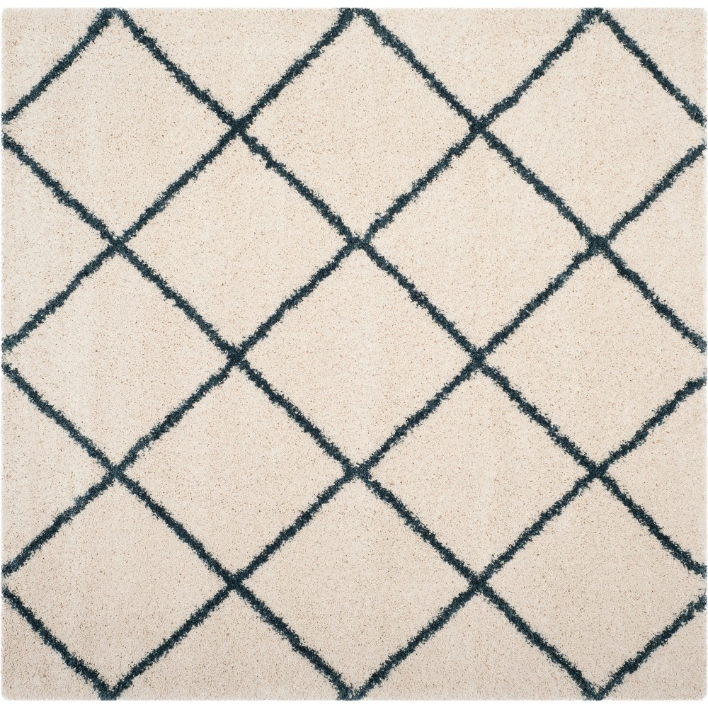 7'X7' Hudson Shag Square Area Rug Ivory/Slate Blue - Safavieh