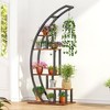 5 Tier Metal Plant Stand Indoor Half Moon Shape Ladder Display Rack, Rustic Brown - 3 of 4