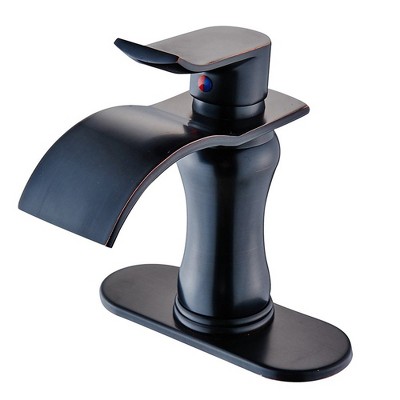 BWE Waterfall Single Hole Single-Handle Low-Arc Bathroom Faucet With Suppy Line