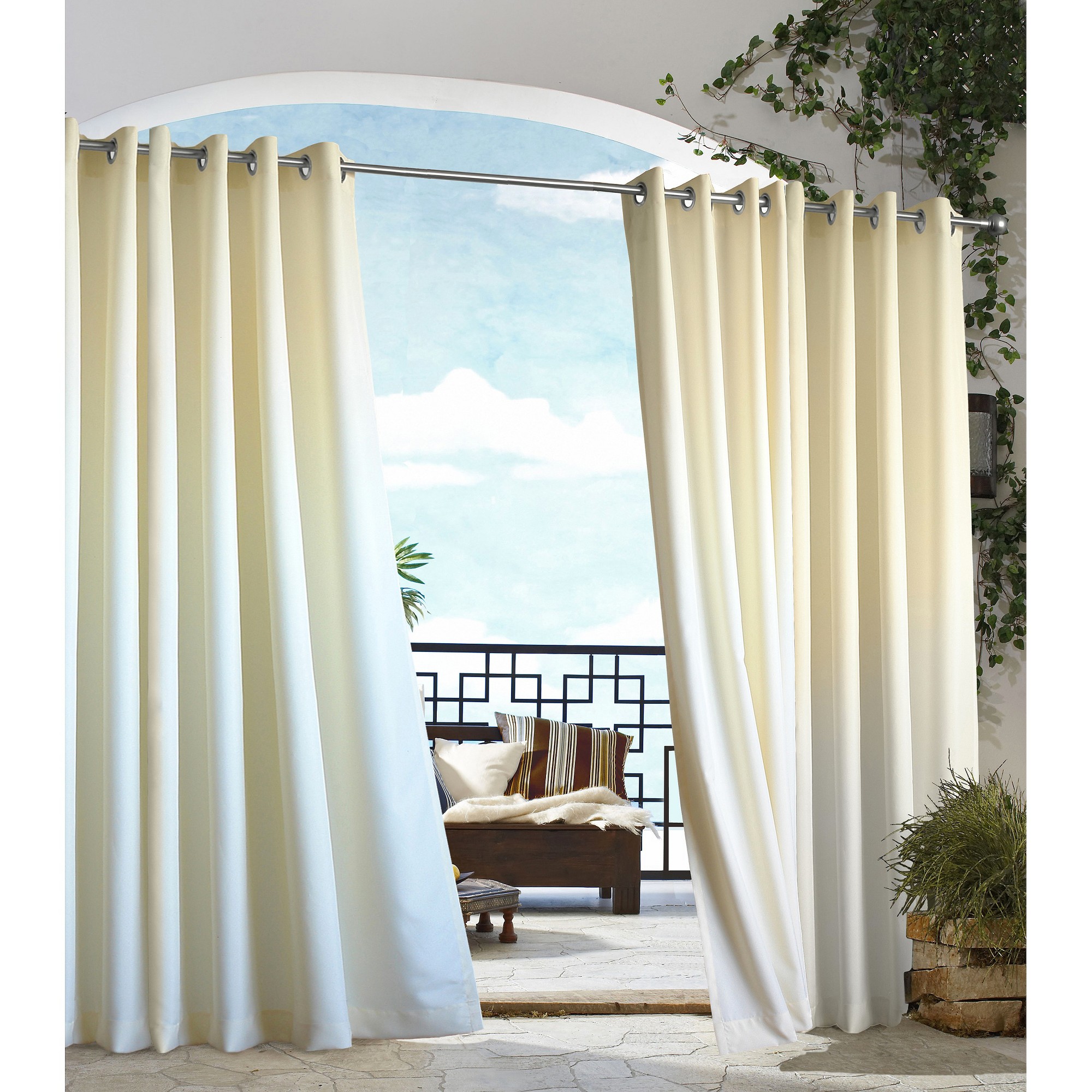 'Outdoor Décor Gazebo Solid Indoor/Outdoor Grommet Top Curtain Panel - Natural (50''x84''), Size: 50x84'''