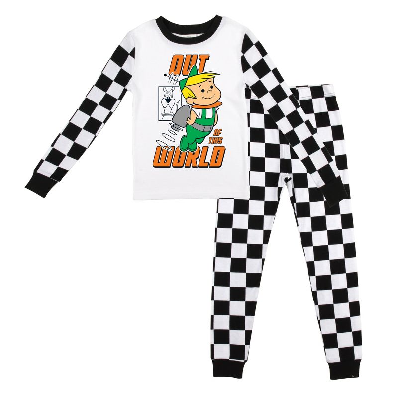 The Jetsons Elroy Out of This World Checker Pattern Youth Boy's Long Sleeve Pajama Set, 1 of 5