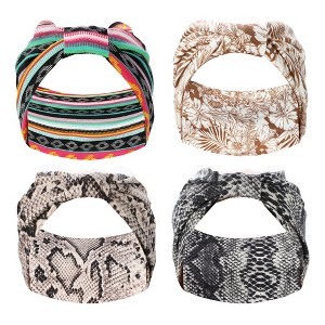 Unique Bargains Women's Yoga Hair Scarfs Bohemia Head Wraps 5.31" Wide Multicolor 4 Pcs - 1 of 4