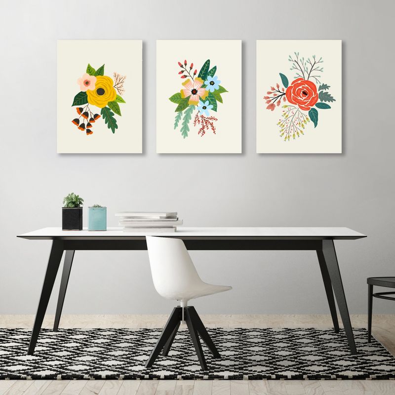Americanflat Botanical Minimalist Annie Bailey "Flowers" 3 Piece Canvas Print Set, 3 of 9