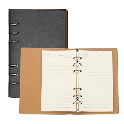 Unique Bargains Refillable Durable Loose-leaf Design Hardcover Executive Notebook A6 Black