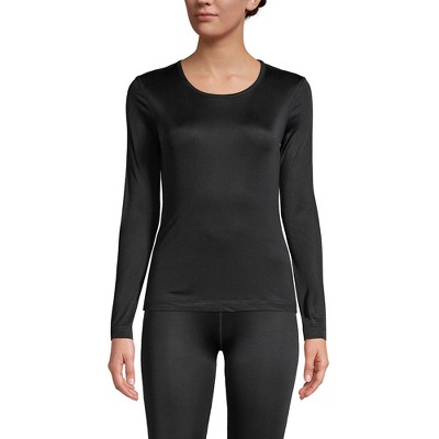 Lands' End Women's Silk Interlock Thermal Long Underwear Top Base Layer  Crewneck Shirt - X Large - Black : Target