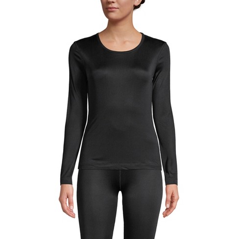 Lands' End Women's Silk Interlock Thermal Long Underwear Top Base Layer  Crewneck Shirt - Large - Black : Target