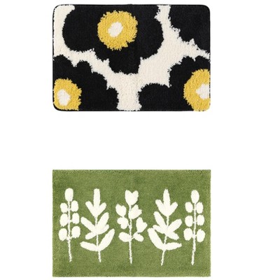 REGALWOVEN Soft Plush Reversible Non-Slip Extra Thick Microfiber Quick Dry Bath Mats 2 Pcs