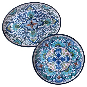 Certified International Talavera by Nancy Green Melamine Set of 2 Serving Platters Blue - 1 of 3