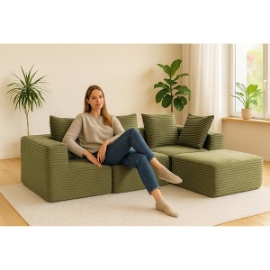 ModernLuxe Compressed Sectional Sofa, Upholstered Legless Magic Cube Sofa Couch - 1 of 4