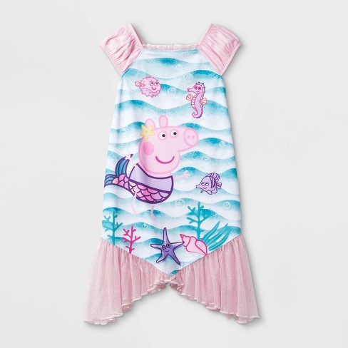 Toddler Girls Peppa Pig Pajama Nightgown Blue Pink 3t Target