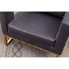 Velvet-Like Contemporary Accent Armchair with Cut-Out Armrests and Gold Metal Frame - 3 of 4