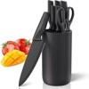Attop 7-Piece German Stainless Steel Knife Set with Universal Block - Non-Stick Black Coating (Matte Black) - 2 of 4