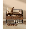VASAGLE Shoe Storage Bench with Seating, Shoe Rack with Organizer Drawer, Industrial Style, Steel Frame,Rustic Brown and Ink Black - 4 of 4