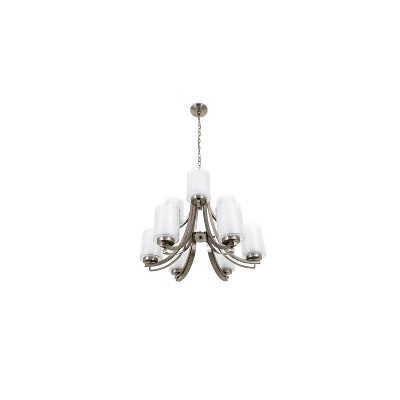 Modern Classic Satin Nickel Nine Light Chandelier