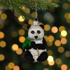 Northlight Glittered Panda Bear Glass Christmas Hanging Ornament - 4" - Black and White - 2 of 4