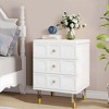 NicBex 15.74 Inch Nightstand with 3 Drawers,Modern End Table with Gold Handles and Acrylic Metal Legs for Bedroom,Living Room,White - 2 of 4