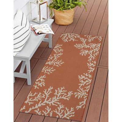 Sunset Coral Edge Flat Woven Indoor/Outdoor Mat