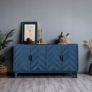 TIRAMISUBEST Modern Farmhouse Buffet Cabinet with Burned Wood Texture & Symmetrical Design - 1 of 4