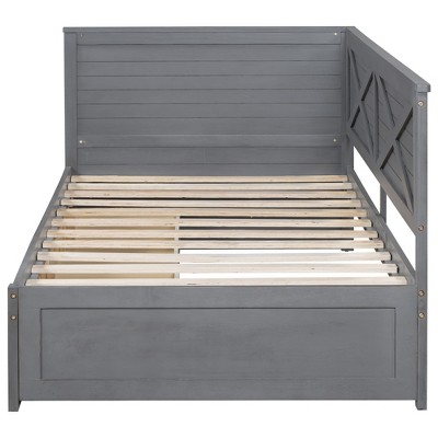 Bellemave Rustic Twin Size Daybed Frame with Storage Drawers, Wood Daybed Twin Size with Storage for Living Room,Bedroom Guest Room,Grey