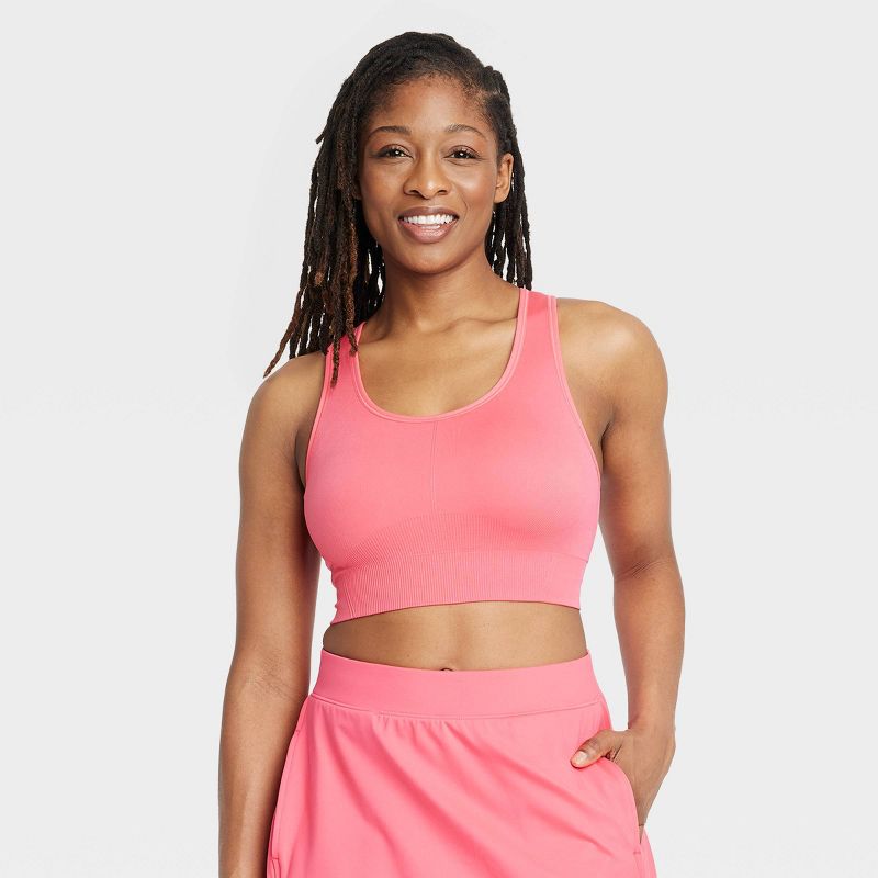 Women's Seamless Medium Support Racerback Sports Bra - All In Motion™, 4 of 9
