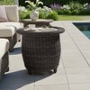Richmond Round End Table in Truffle Wicker with Glass Insert,, 22 in L x 22 in W x 22 in H - 3 of 4
