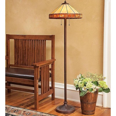 Plow & Hearth - Tiffany-Style Stained Glass Mission Style Floor Lamp