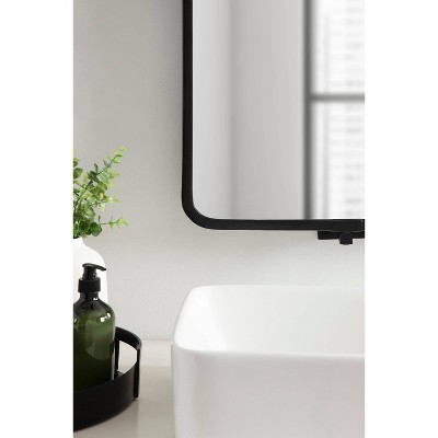 Elijah 33.5'' Black Iron Rectangular Pivot Wall Mirror